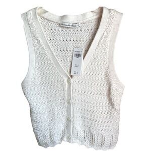 Abercrombie & Fitch Knit Sweater Vest Cream XSmall